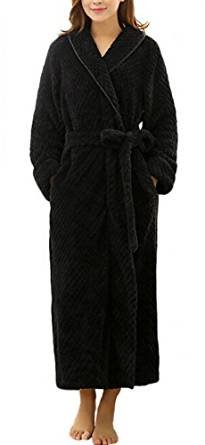 Urban CoCo Women's Super Plush Microfiber Fleece Bathrobe Robe with Side Pockets