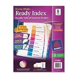 Index Dividers,Extra Wide,10-Tab,Contemporary,Multicolor