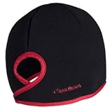 Goodbye Girl Ponytail Hat (Black fleece with fire red trim)