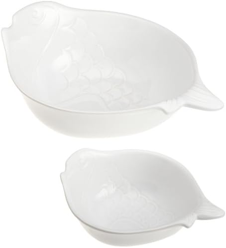 Esprit de Cuisine by Appolia Set of 2 Fish Shape Deep Baker Bowl Set, Antique White