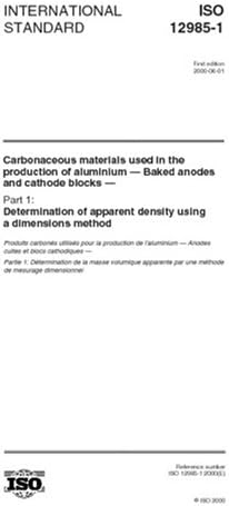 ISO TC 47/SC 7ISO 12985-1:2000, Carbonaceous materials used in the production of aluminium -- Baked anodes and cathode blocks -- Part 1: Determination of apparent density using a dimensions method