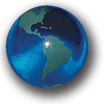 Buy Blue Earth Marble With Green Continents, Recycled Glass, 5 In A Pouch, Half Inch Diameter by Shasta Visions now!