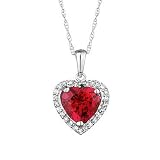 Created Ruby and Diamond Heart Pendant