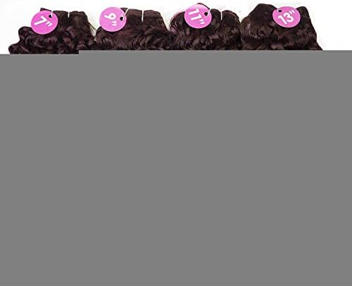 Luxury Elegance brazilain human hair water wave 4pcs a set full head 7inch 9inch 11inch 13inch dark wine Color 99J Human Hair Extension