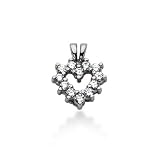 14k White Gold 0.42 ct Diamond Heart Pendant G-H , SI1