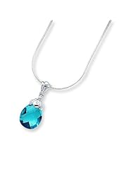 Sterling Silver 18in Blue CZ Pendant on 18 Chain Necklace.