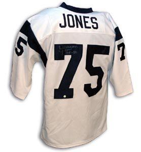 Deacon Jones Signed Rams White Throwback Jersey