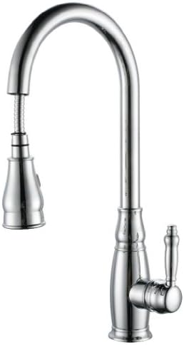 BAFA New Deck Mounted Kitchen Sink Faucet Tap Mixer Pull Out Single Handle Chrome Brass