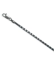 Sterling Silver 16 Inch Black Rhodium Plated Popcorn Chain Necklace (2.2mm)