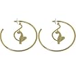 BABY PHAT Gold Tone CAT Dangle HOOP Earrings