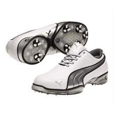 PUMA Men's Cell Fusion Golf Shoe,White/Puma Silver,9.5 M US