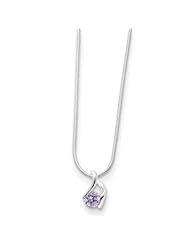 Sterling Silver 18in Purple CZ Pendant w/ Chain Necklace. Metal Wt- 5.84g
