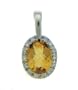14k White Gold Citrine Diamond Bezel Pendant