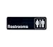 Sign, 3'' X 9'', Restrooms, White On Black (12 Pieces/Unit) - Sells As: 12 Pieces