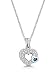 18k White Gold or Yellow Gold Blue Topaz and Diamond Double Heart Pendant (1/4 ct. tw.)