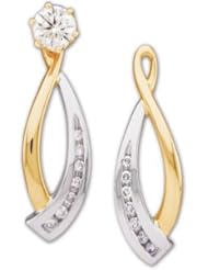 Pair 1/5 CT TW 14K White/Yellow Gold Two Tone Diamond Earring Jacket