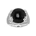Sterling Silver Large Black Oval Star Prong Ring