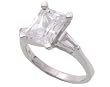 SilverBin Sterling Silver Engagement Style Rectangular CZ Ring with Baguette CZ Accents