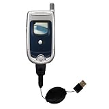 Retractable USB Cable for the Motorola A728 with Power Hot Sync and Charge capabilities - Gomadic Brand w/ TipExchange Technology