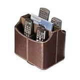 Remote Control Organizer - Brown Faux Leather (Brown) (7.75H x 8.25W x 6D)