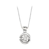 14K White Gold Bezel Set 6 MM Cubic Zirconia Solitaire Pendant with Chain