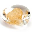 Hand Glass Art Gold Heart in Clear Heart Paperweight PW-6140