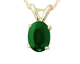 All-Natural Genuine 6x4 mm, Oval Emerald pendant set in 14k Yellow gold