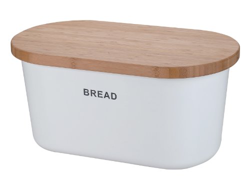 Zeller 25351 Brotkasten, Melamin/Bambus / 39 x 23 x 18.5, wei&szlig;