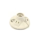 Leviton 9716-C Porcelain Ceiling Lampholder with Outlet and Pullchain, 660W-125V, White