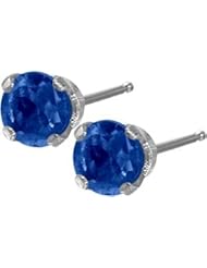 0.30Ct. Genuine 3mm Sapphire 14 Karat White Gold Round Earrings