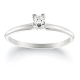  : 10k White Gold Princess Cut Solitaire Diamond Engagement Ring (1/10 ct, J-K Color, I2-I3 Clarity), Size 6