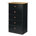 Fully Assembled Legend 5 Drawer Chest - Black/ Cherry