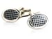 Classy Oval Enamel Black Screen Cufflinks Set in Silver with Presentation Box