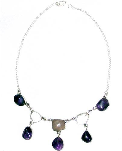 Multi Gemstone Necklace Healing Beads Handmade Jewelry India 15 '' - Christmas Gifts