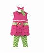 Mud Pie Baby Little Sprout Cotton Tunic and Cotton-Spandex Leggings Set, Pink/Green, 0 - 6 Months