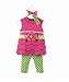 Mud Pie Baby Little Sprout Cotton Tunic and Cotton-Spandex Leggings Set, Pink/Green, 0 - 6 Months