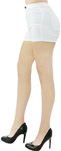 Womens Active Sexy Stretchy Fitted Mini Sorts Button Zipper Closure (S.M.L.XL) (SMALL, WHITE)