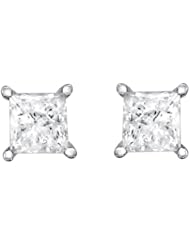 14k White Gold Princess-cut Solitaire Diamond Stud Earrings (3/4 cttw, IJ, I2)