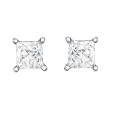 14k White Gold Princess-cut 14k White Gold Princess-cut Solitaire Diamond Stud Earrings (1/2 cttw, IJ, I2)