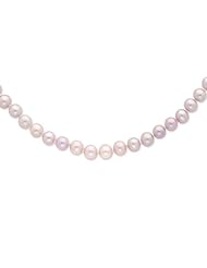 Sterling 20in Silver 9-10mm Purple Freshwater Cultured Pearl Necklace.