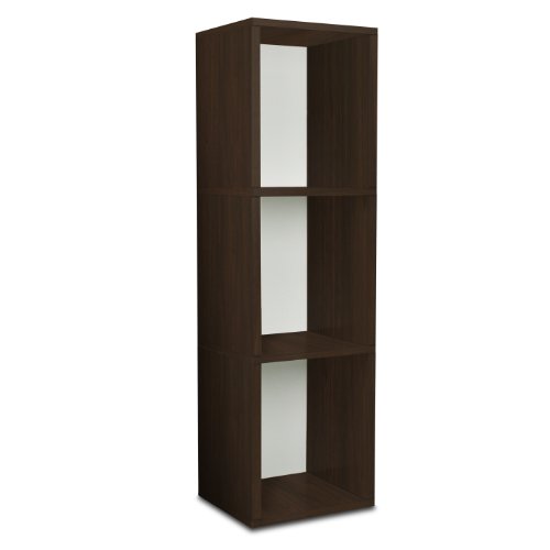 Way Basics Cube Plus Eco-Friendly Modern 3-Shelf Storage Unit, Espresso Wood Grain