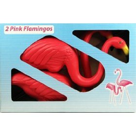 2 Pink Flamingos Classic Retro Signed Garden Statue Decoration Pair Made in USA