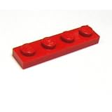 Lego Building Accessories 1 x 4 Red Plate, Bulk - 50 Pieces per Package