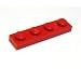 Lego Building Accessories 1 x 4 Red Plate, Bulk - 50 Pieces per Package
