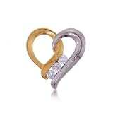 New Solid Rose & White Gold Heart Pendant w Diamonds