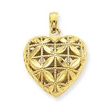 14k Diamond-cut Open Puffed Heart Pendant