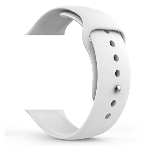 MoKo Apple Watch Band, Soft Silicone Replacement Sport Band for 42mm Apple Watch Models, WHITE (3 Pieces of Bands Included for 2 Lengths, Not Fit 38mm version 2015)