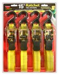 Keeper 05506 4-pack 15' Ratchet with Padded Handles, 1,500 pound Capacity