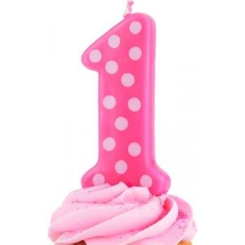 Set A Shopping Price Drop Alert For Bakery Crafts - Pink 1st Birthday Polka Dot Candle