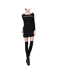 Sexy Round Neck Sheath Long Sleeves Mesh Fitted  Dress